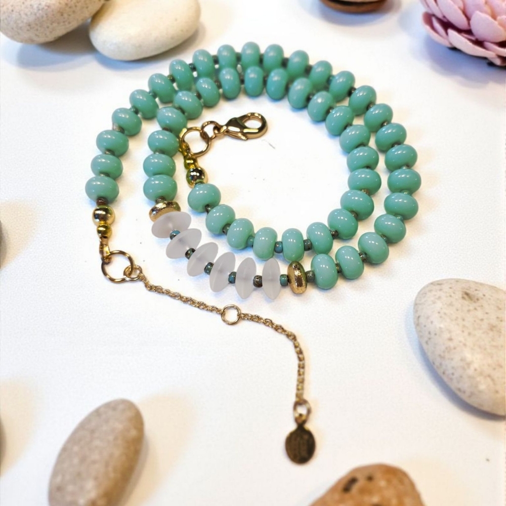 SALE!! Limited Edition Aquamarine Bead Necklace - Picture 4 of 4